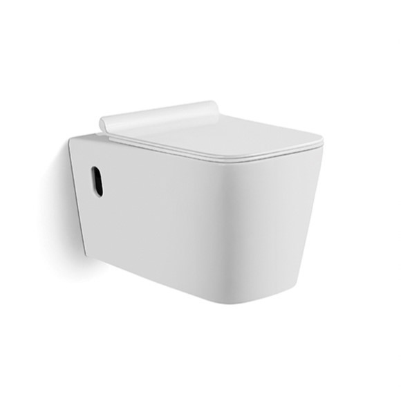 Round Rimless Sanitary Ware Ceramic Easy Clean Save Space Wall Hung Toilet