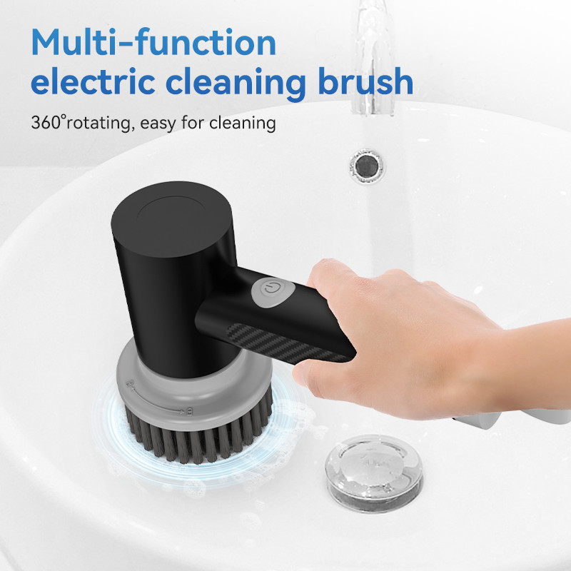 Modern White USB Charging Electric Cleaning Brush With Removable Wool Brush Head