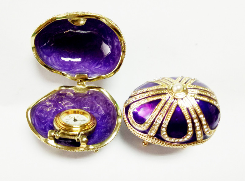 Handicraft faberge egg metal jewelry box Faberge Egg Trinket Jewelry Box with a Pearl Estee Egg Jewelry trinket box