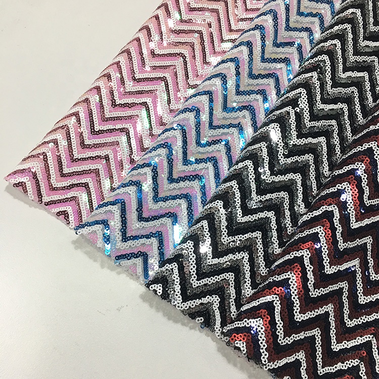 100% Polyester Multi Color Sequin Fabric , Sequin Pattern Fabric 220gsm Plaid Style