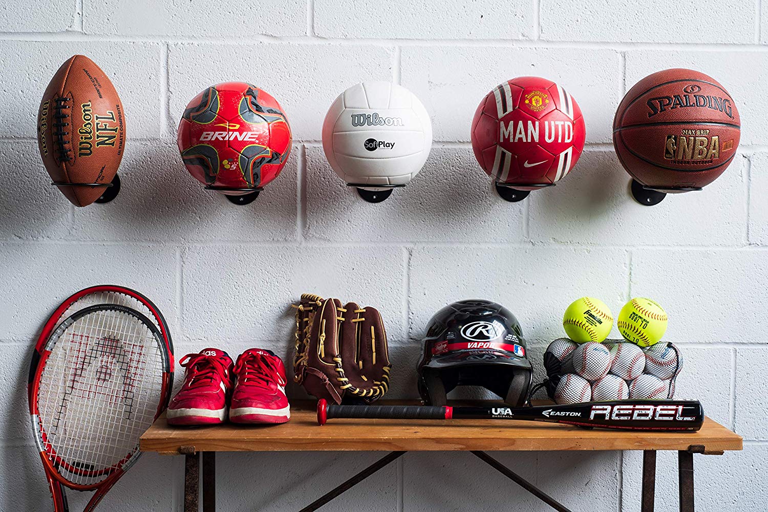 Customized Color Wall Mounted Sports Ball Holder Display Storage Rack for Basketball