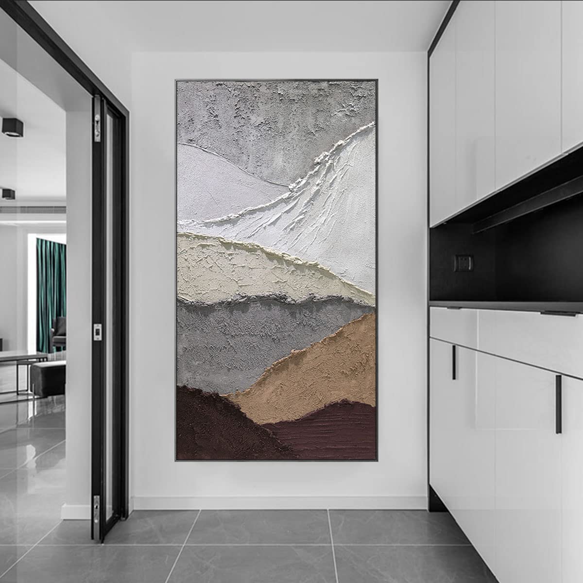 Modern Home Wall Decoration Hand Painted Multi Color Abstract Oil Painting on Canvas with Thick Texture Knife 6 Color Print Method