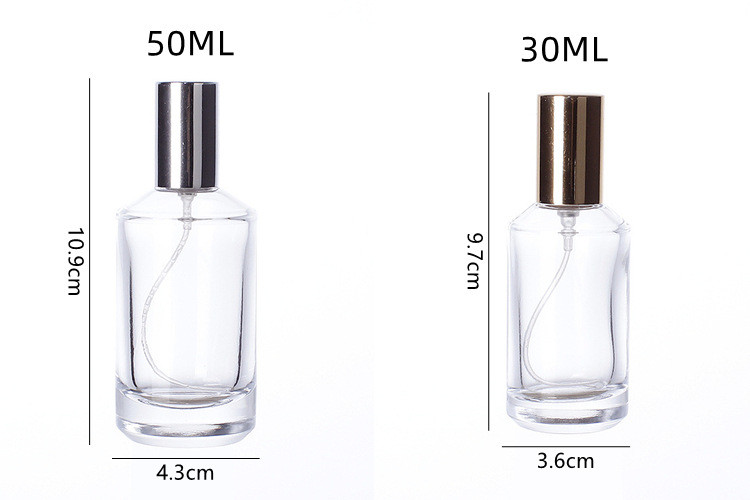 Cylindrical Conical Perfume Bottle 30ml 50ml 100ml Cosmetics Sub Bottle Transparent Glass Perfume Bottle
