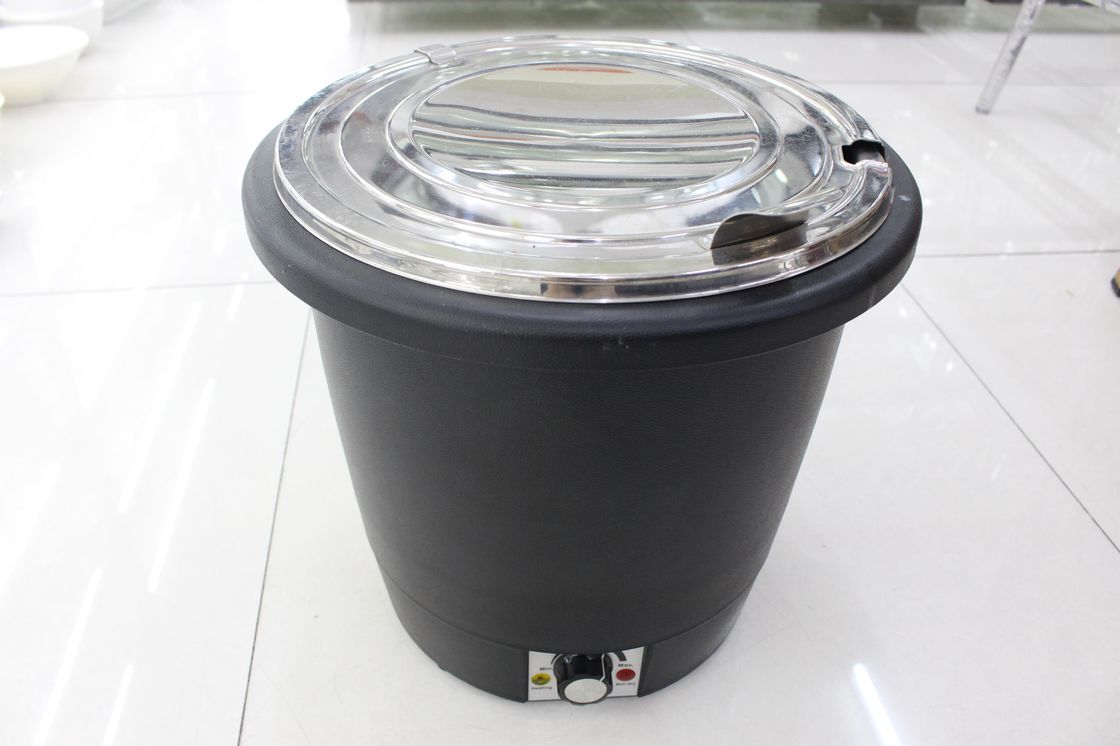Black Color Electric Soup Warmer / Stainless Steel Cover Single Phase 220V Volt