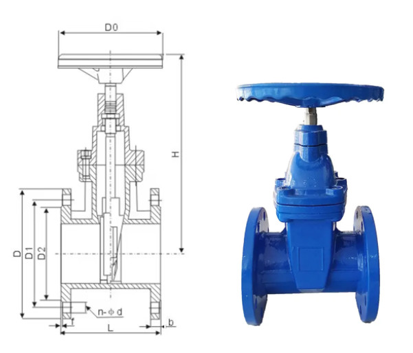 The 6inch 150mm handwheel rubber sealed flange gate valve is used in the tap water system