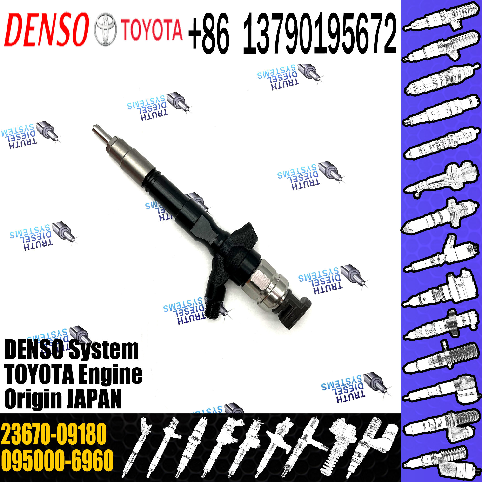 Assembly for Toyota 1AD-FTV Rav4 common rail injector 095000-6410 095000-6960 23670-0R030 23670-09180