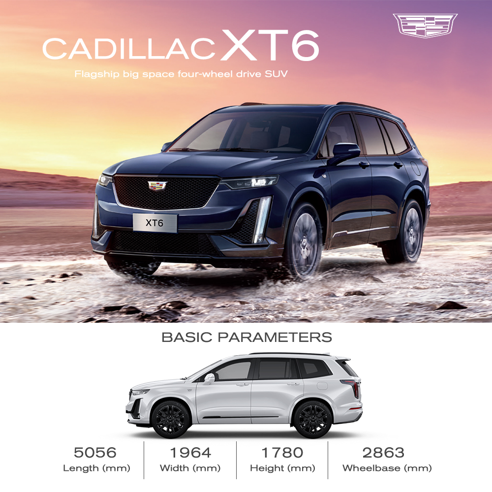 Comfortable Leather Seats Turbo Engine Hydraulic Steering System R20 Tires Left Steering for Cadillac XT6 RWD Gas SUV