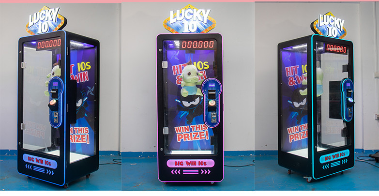 Metal Cabinet Prize Arcade Machine Lucky 10 Timing Challenge Hit Button