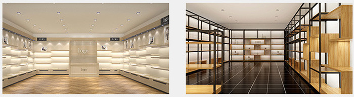Various Shapes Shoe Store Display Shelves / Footwear Display Stands Any Color Available