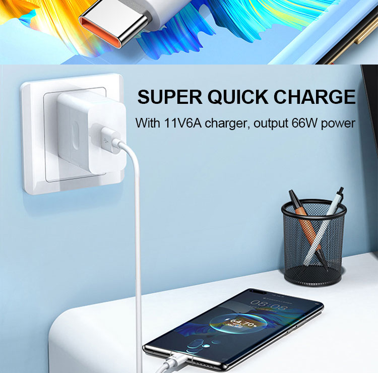 Super Fast Charging 6A Type C USB Data Charger Cable fo Mobile Phone
