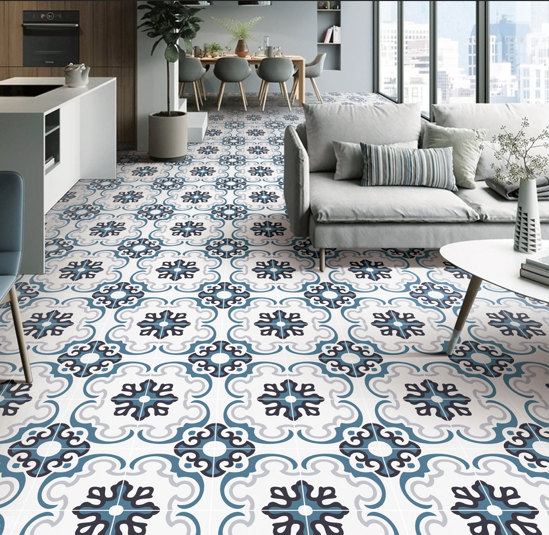 No Fade Gray And Blue 200x200mm Interior Floor Tiles And Ceramic Rustic Tile For Living Room And Bedroom