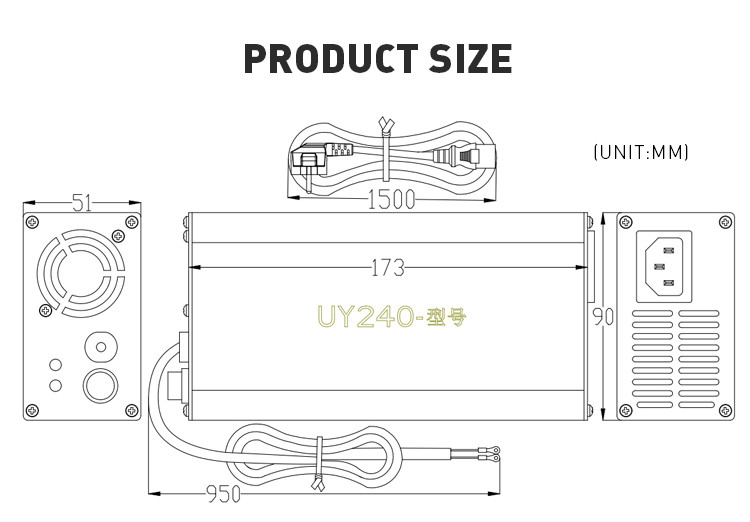 Aluminium Alloy 24V 36V Electric Scooter Charger LiFePO4 Battery Pack Charger