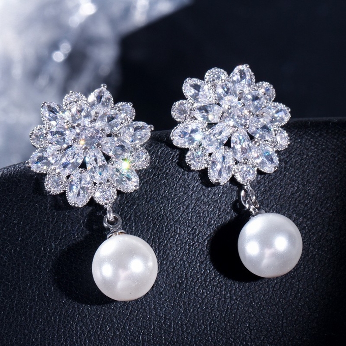 CZ earrings Brass setting zircon stud earrings hip hop bling blilng jewelry earrings necklace jewelry set