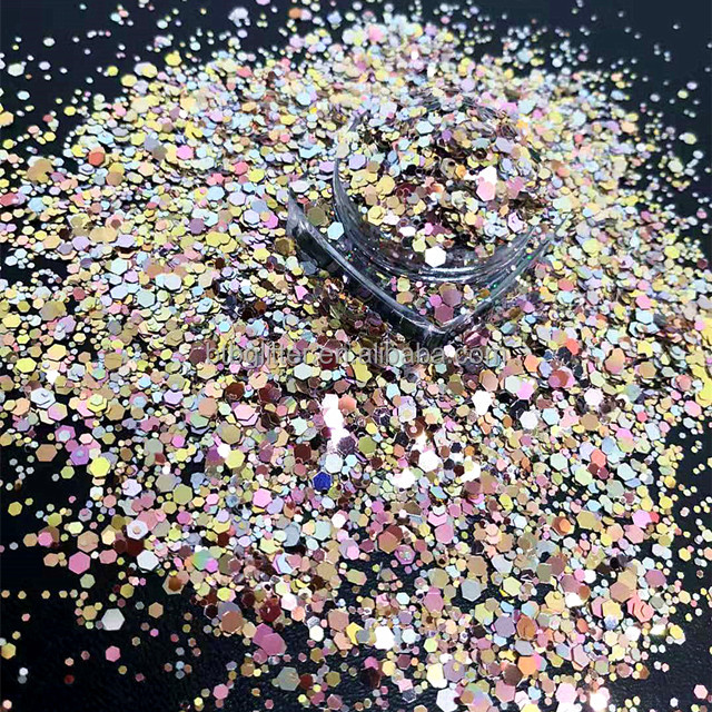 Excellent Nail Art Effect in Chunky Polyester Shifting Glitter for Mixed Chameleon Glitter