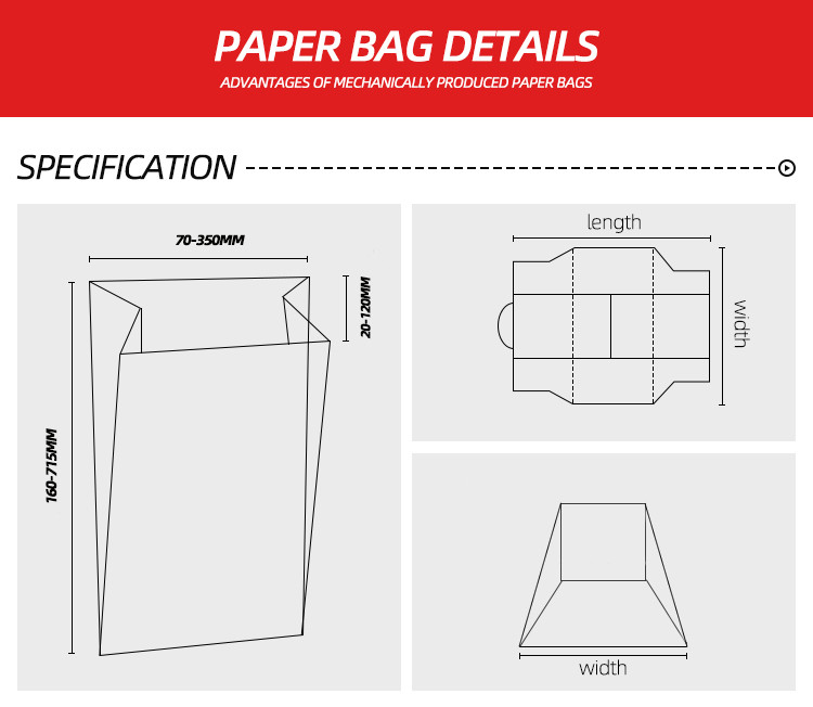 Automatic 30-80gsm Kraft Food Paper Bag Making Machine With Printer