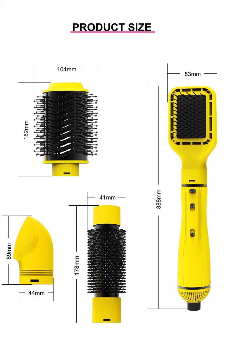 Negative Ion Detachable Hair Dryer Brush Set 4 in 1 DC Motor 24V