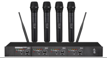 310 top wireless microphone system UHF 4-channels 200 channels LCD display PLL infrared