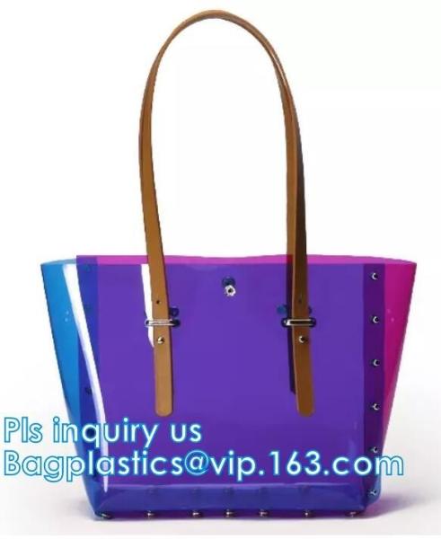 Quality Leisure PVC Purple Handbag For Ladies, Promotional Handbags, Summer Beach Bag PVC Clear Transparent Handbag Women Should for sale