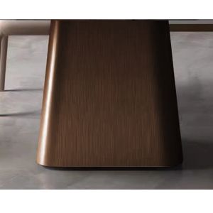 Rectangular Marble Metal Dining Table 2000mm Length With Column