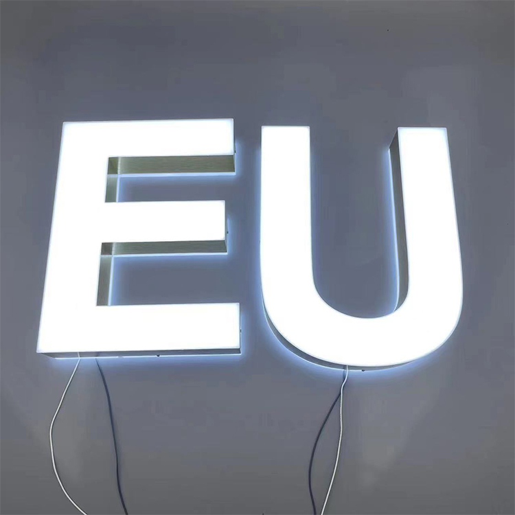 Backlit Letters on the Front of the Door Sign Acrylic Metal Backlit Characters 3D LED Billboard Logo