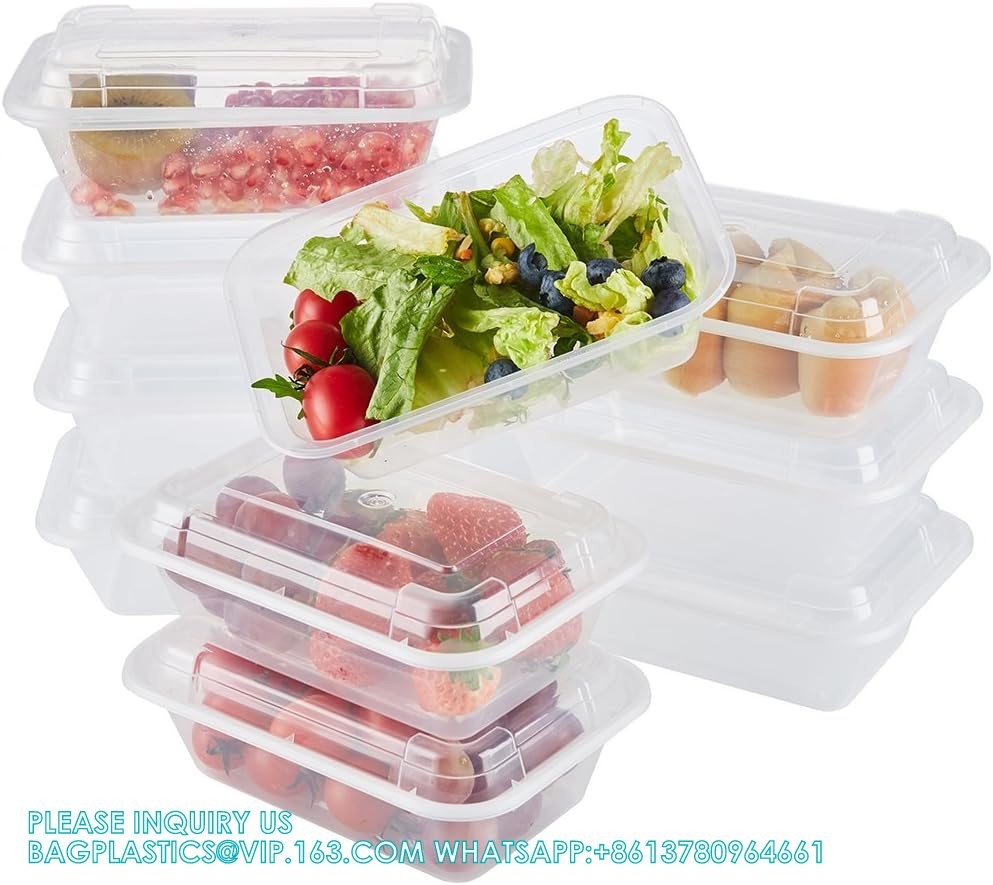 Compartment 24 OZ Meal Prep Plastic Food Storage Containers Reusable Lunch Bento Box With Lids Spill Proof