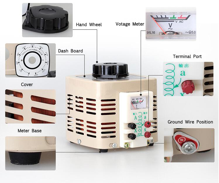 TDGC2 Single Phase 2KVA Voltage Regulator Household 220V 8 Amp Variac