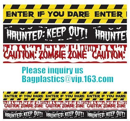 pe no adhesive fright tape halloween Caution Tape yellow warning tape,Custom Printed Halloween Party Decoration Caution