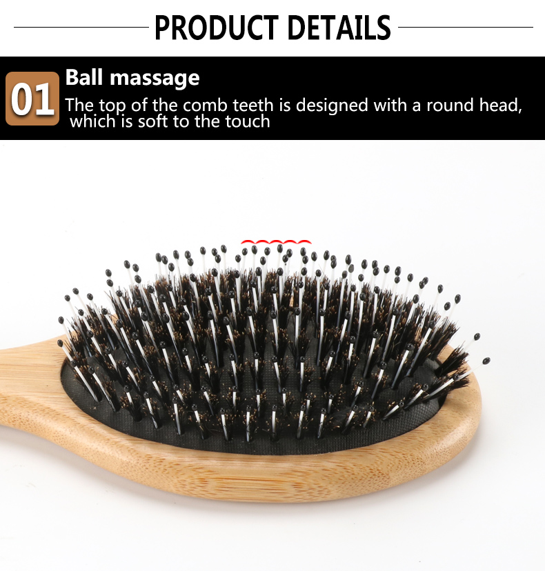 Laser Vent Wide Tooth Boar Bristle Hair Comb Wooden Anti Static Hair Brush For Women