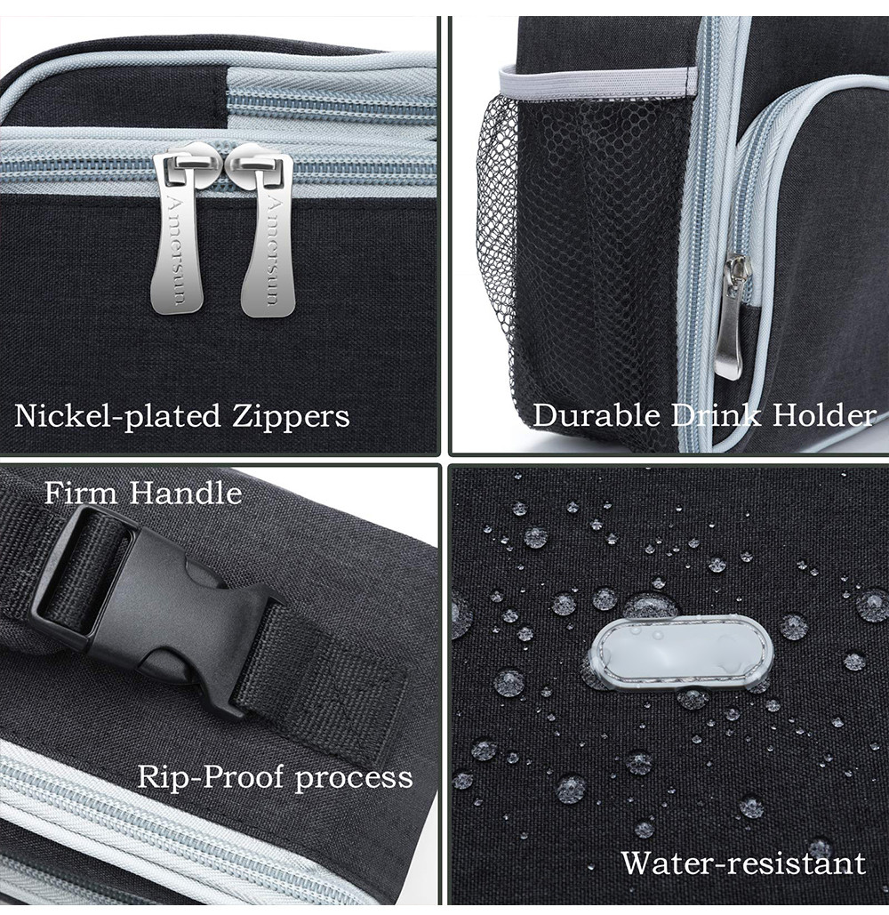 Water-resistant Thermal Lunch Cooler for Adult Travel Picnic Office