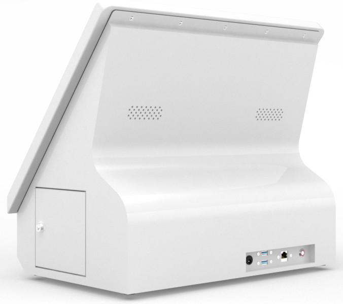 Elegant stylish And Space-saving Desktop Kiosk With Durable Steel Enclosure vandal-proof IR Touchscreen And TFT LCD