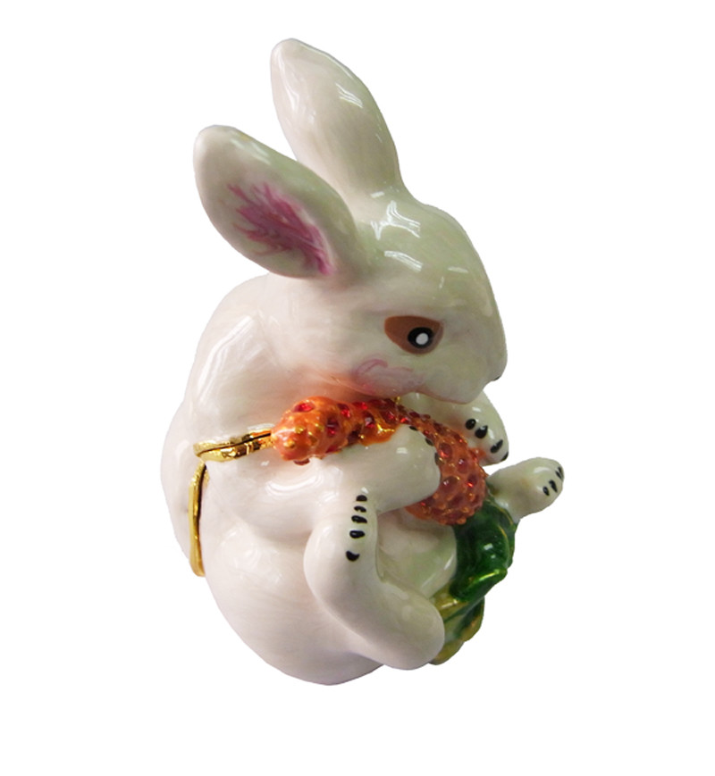 Easter Rabbit Bejeweled Trinket Box Rabbit Jewelry Trinket Box Necklace Ring Holder Easter Easter Bunny Trinket Box