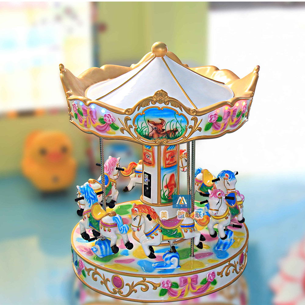 Rotating Coin Operated Carousel / Children Entertainment Park Carousel Games