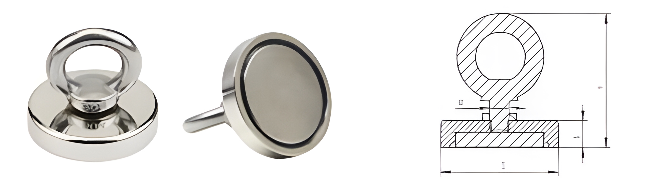 Power 500KG Pulling Force Neodymium Salvage Magnet for Metal Detecting in Rivers and Seas