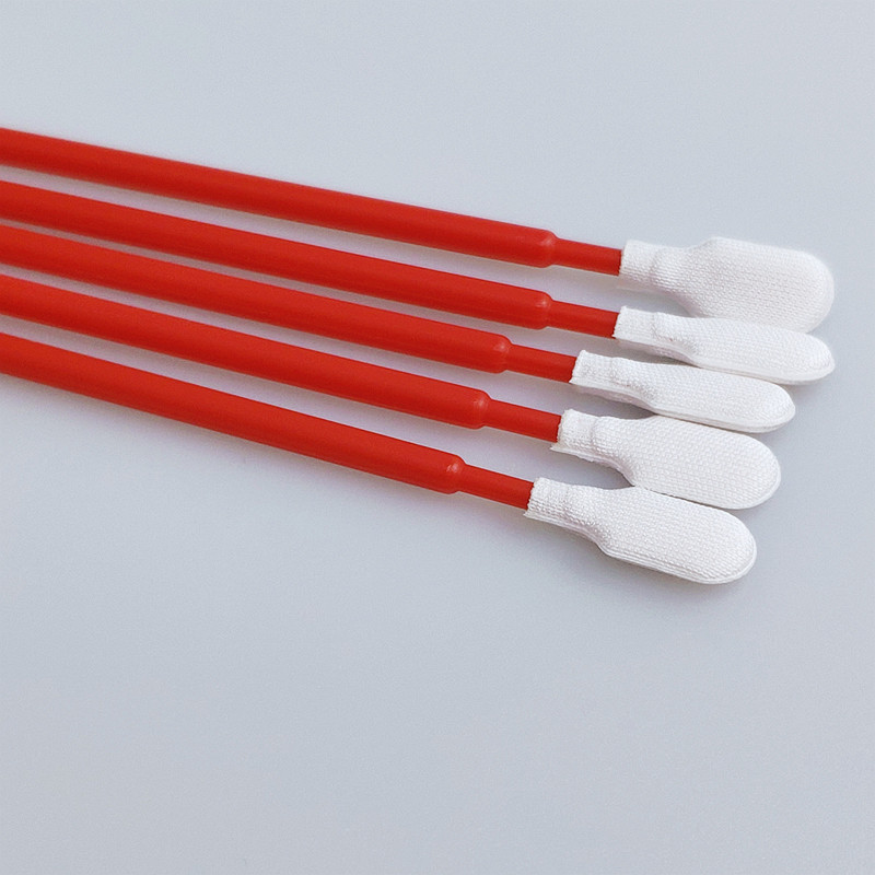 Disposable Lint Free Red Long Stick Paddle Head Polyester Swabs 165mm Length