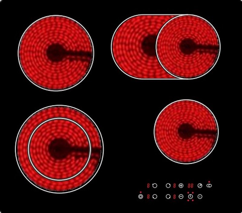 Metal Base Smoothop 270VAC 4 Burner Ceramic Cooktop