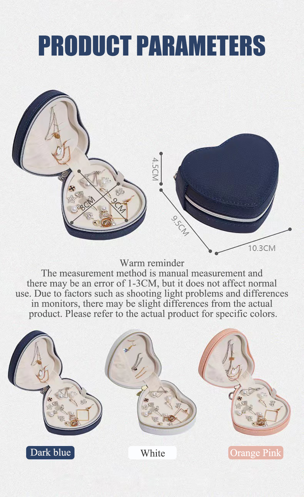 Stylish Jewelry Box Organizer PU Leather Heart Shaped Jewelry Boxes For Women