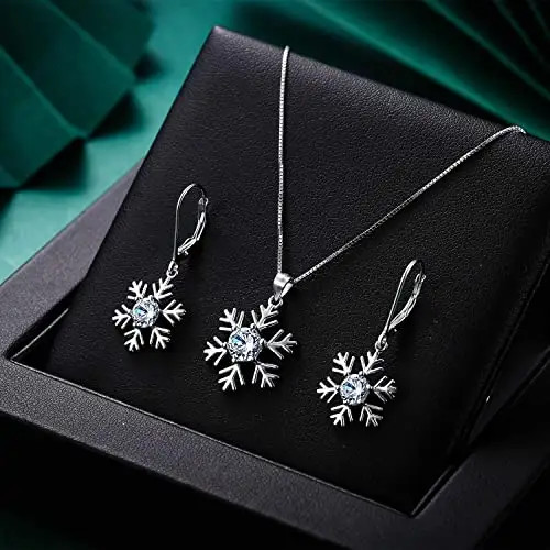 Rhodium Plated 925 Sterling Silver Jewelry Set 18 Inches Chain Length Silver Dangle Earrings