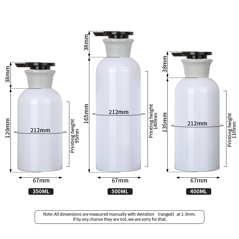 400ml Empty Containers Round Lotion Plastic PET Shampoo And Conditioner Airless Pump Bottle