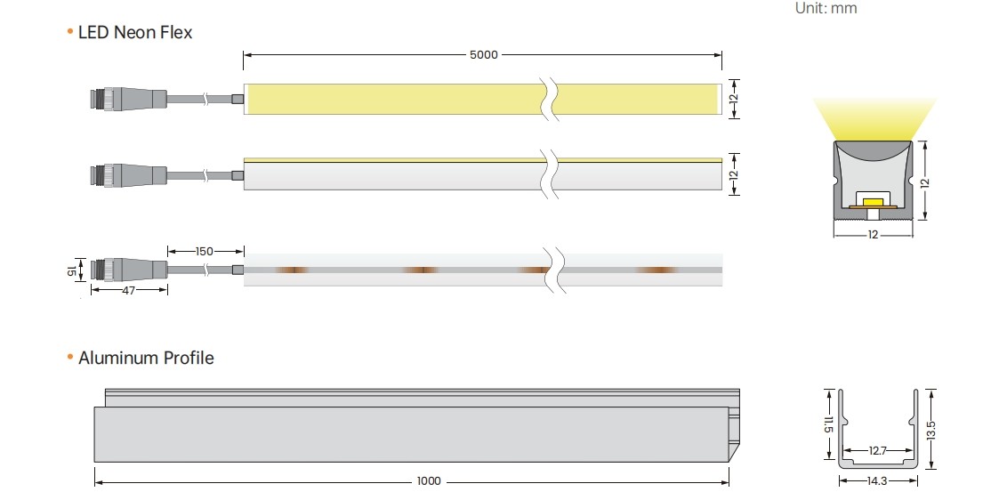 CV And DMX512 Top Bend LED Neon Strip Flex Light 24V Excellent Flexibility LED Lighting