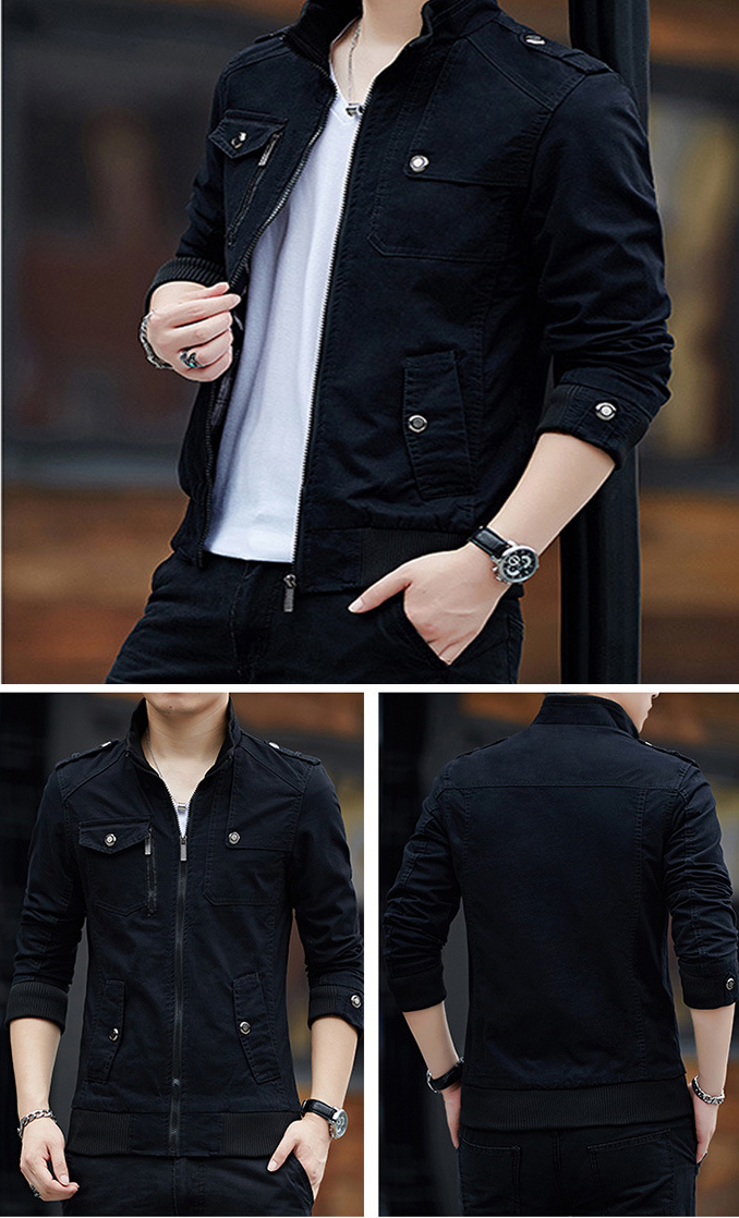 Windbreaker Winter Warm Turtleneck Outerwear Utility Solid Cotton Trendy Slim Men Bomber Plus Size Coat Workwear Jacket