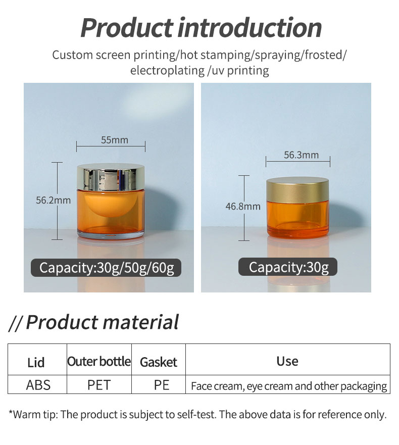 Cosmetic PET Cosmetic Jars 30g 50g 60g Clear PET Containers With Lids