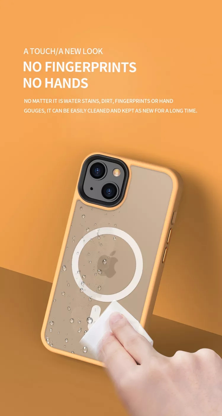 Iphone 14 Case With Frosted Magnetic Ring Metal Button Dustproof Shockproof Function