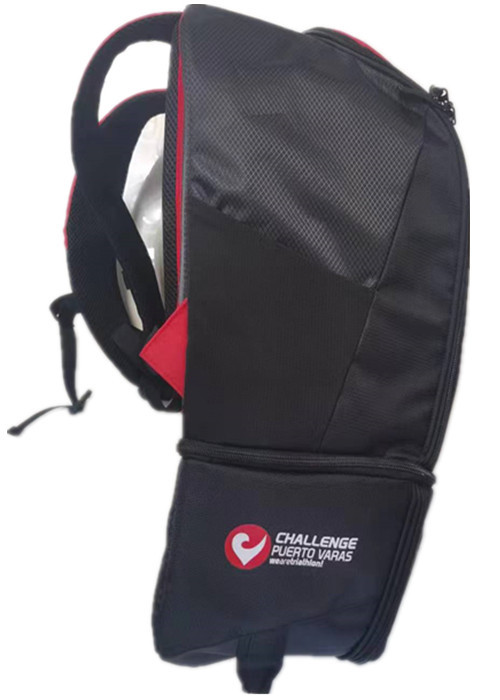 Detachable Bike Helmet Backpack Bag Red With Dry / Wet Separation