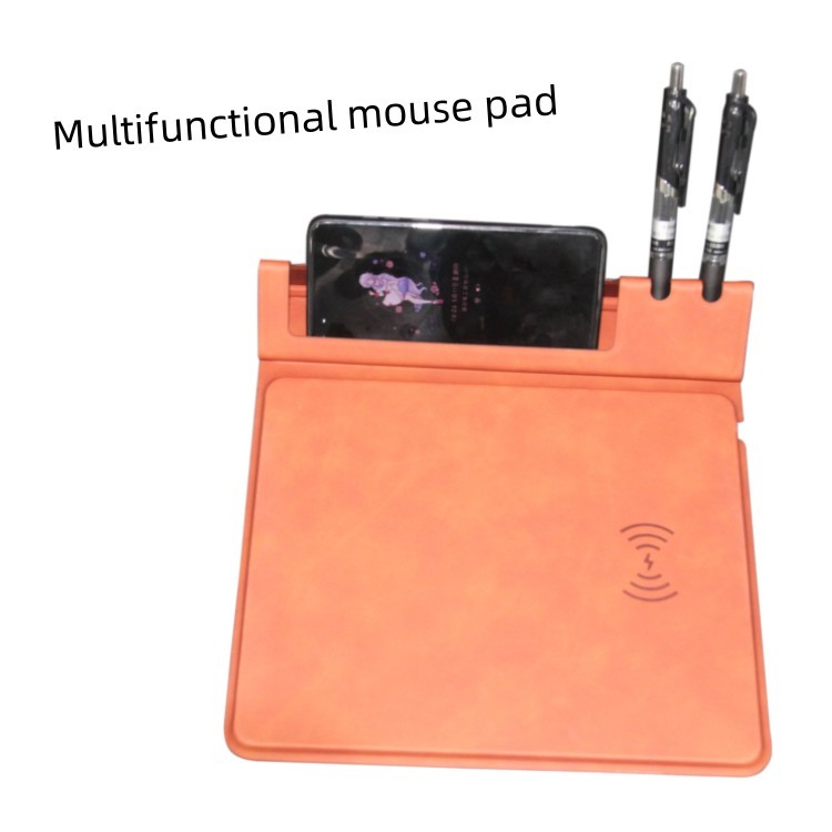 Wholesale Custom Logo High Quality Multifunitional Folding Magnetism Pu Leather Fast Wireless Charging Mouse Pad