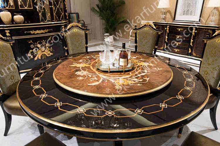 Alibaba wholesale Italy antique wooden round rotating dining table TN-029N