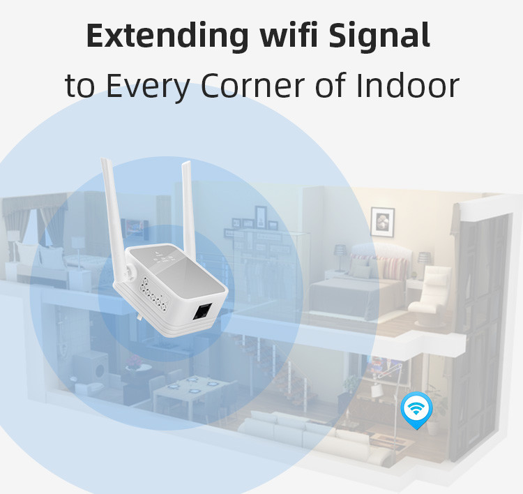 2 Antennas Wall Plug WiFi Extender 1200mbps 4G LTE Signal Booster