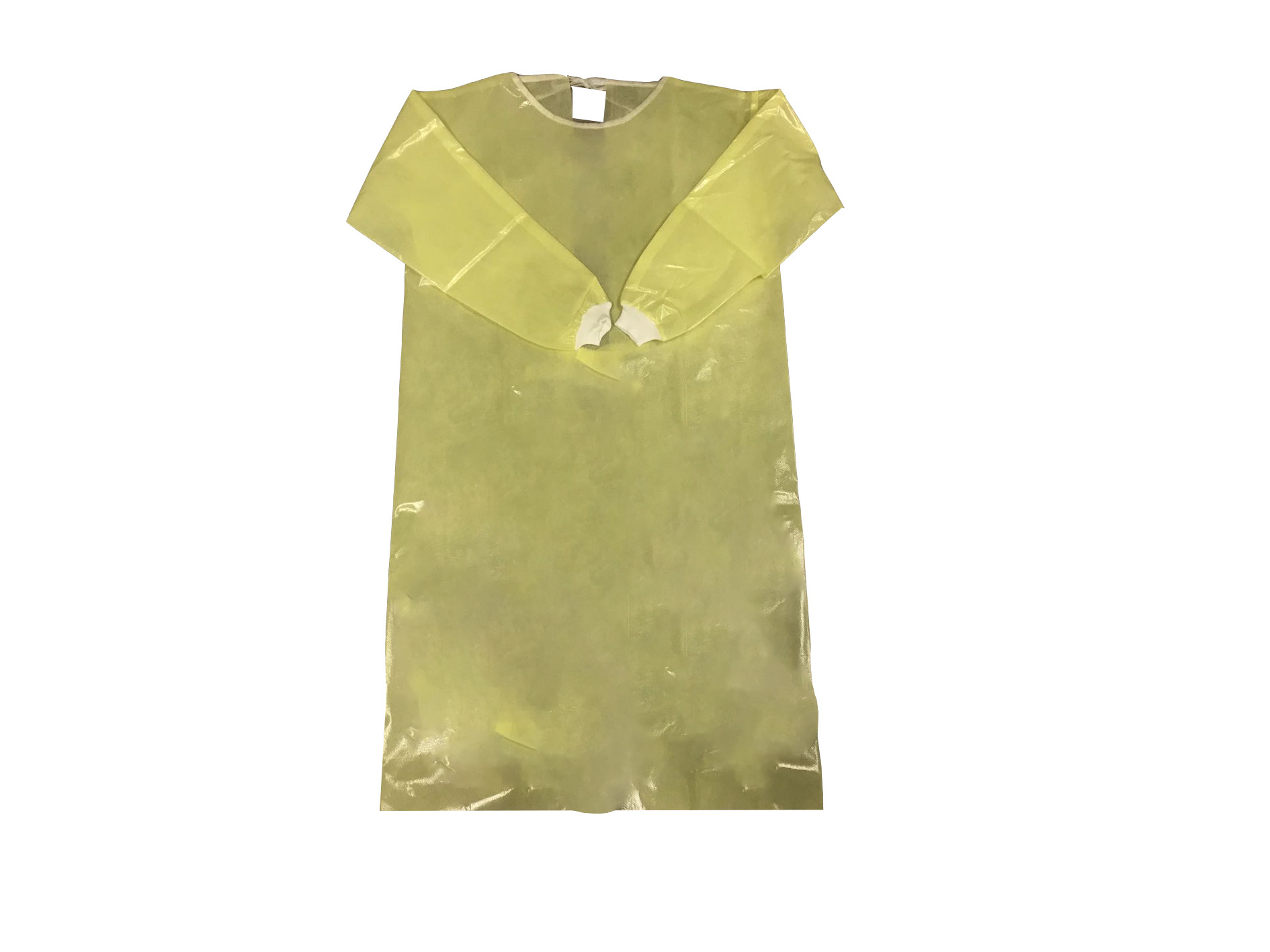 PE+PP 50GSM Yellow Breathable Anti Static Disposable Medical Clothing With Rib-knitted Cuffs The Same Color Threads