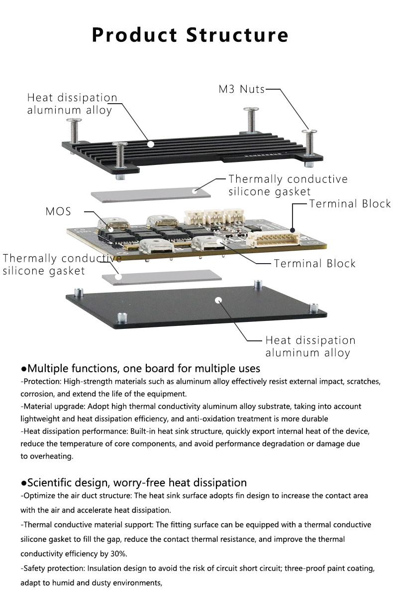 Enerkey 120A Continuous Discharge 4S BMS Lithium Battery Protection Board for Solar Street Lights