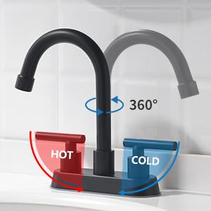 Buy cheap Black Bathroom Monobloc Kitchen Taps 4 Inch Centerset Faucet 2 Handle product