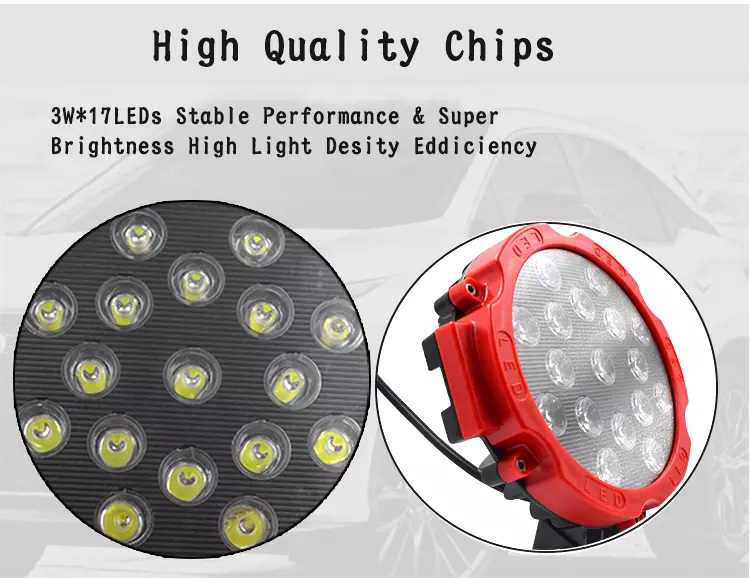 51W High Power LED Driving Lamps , 7 Inches Off Road Driving Lights